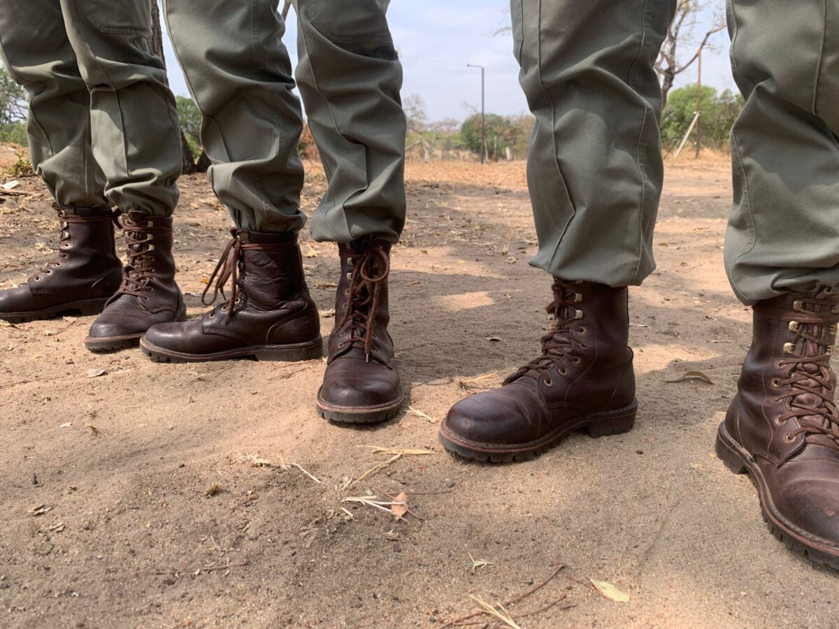 Rhino Guardians on patrol tracking footprints